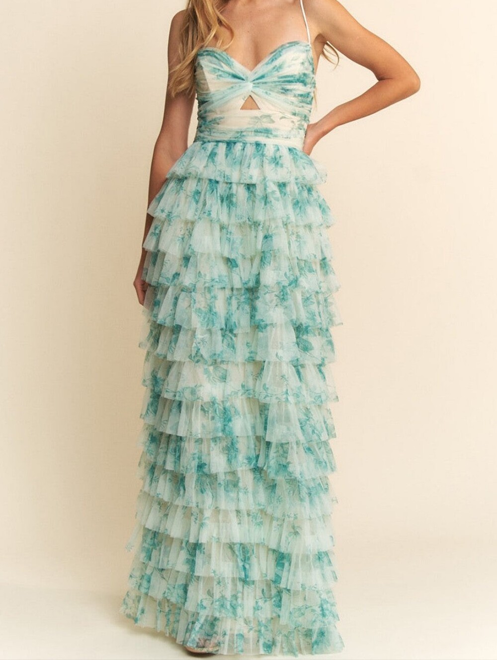 Maniju Tiered Ruffle Maxi Dress M NWT